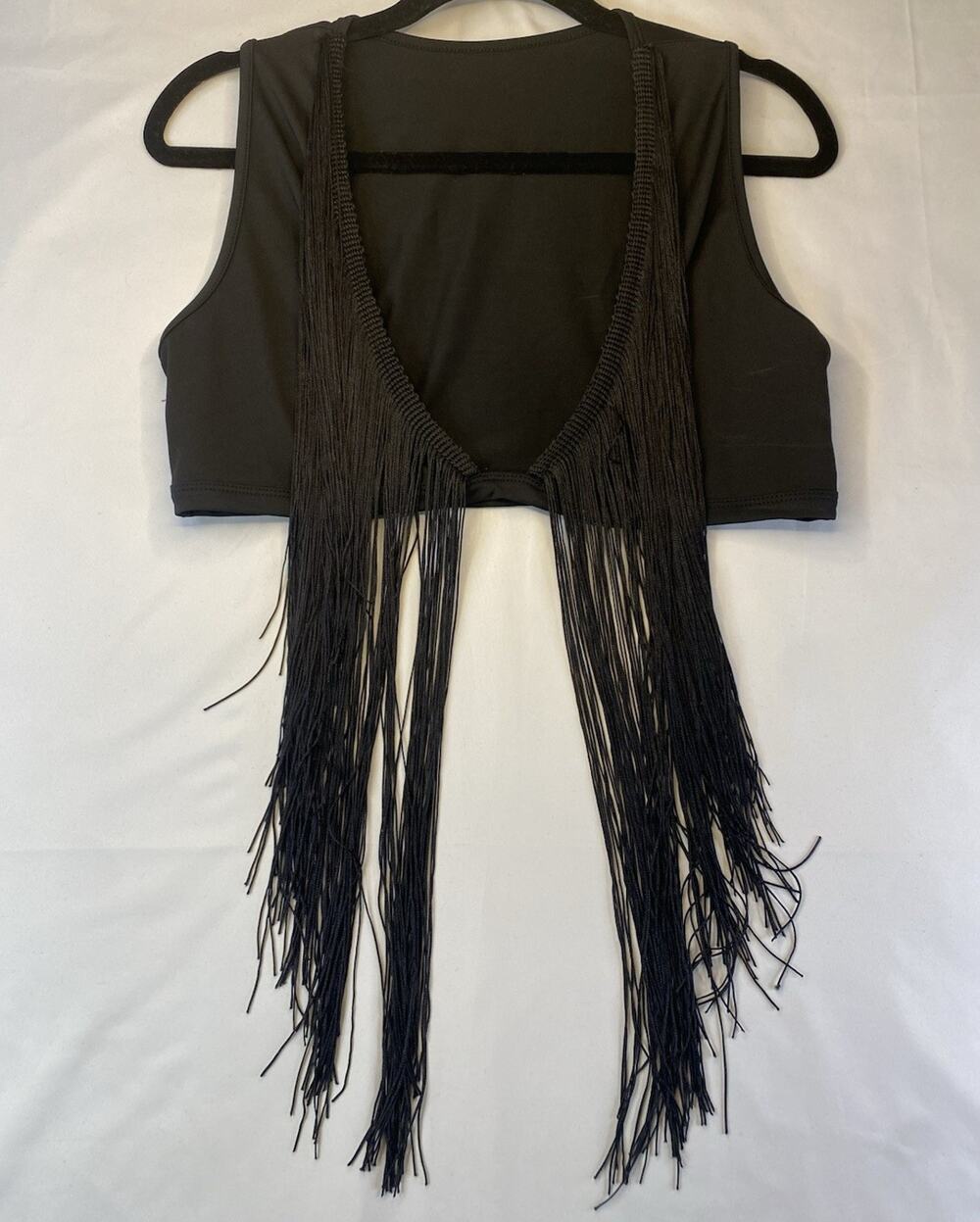 Black Fringe Sleeveless Top Lightweight Western Women's Size M